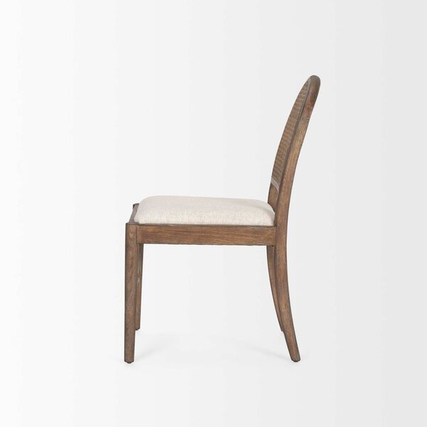 Elle Rounded Caneback Brown Wood With Oatmeal Fabric Dining Chair, image 3