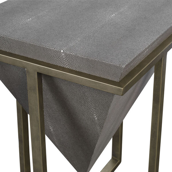 Bertrand Gray and Aged Gold Shagreen Accent Table, image 4