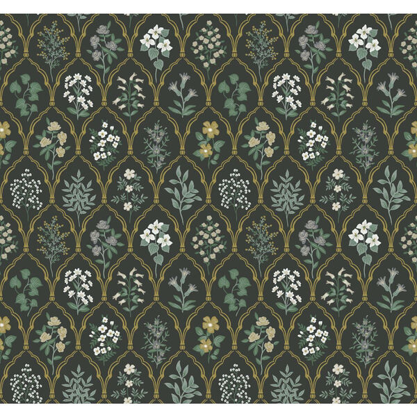 Rifle Paper Co. Black and Cream Hawthorne Wallpaper, image 2