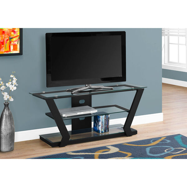 TV Stand - Black Metal with Tempered Glass, image 1