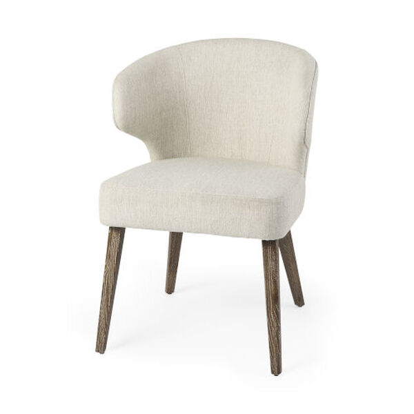 Niles Cream and Medium Brown Wingback Dining Chair, image 1