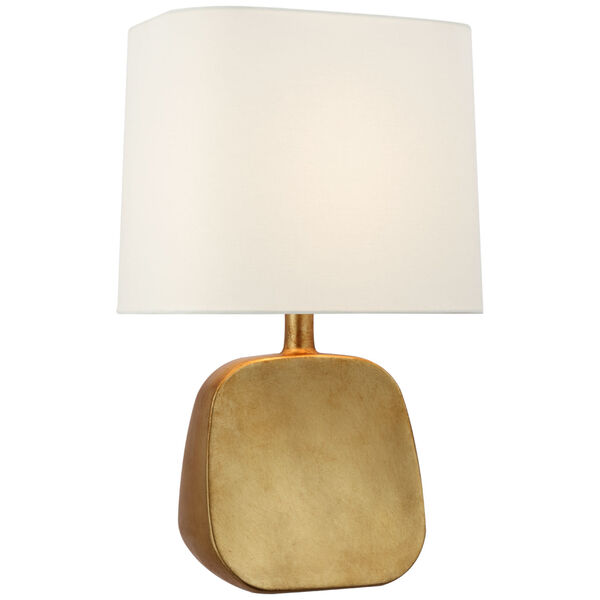 Almette Medium Table Lamp in Gild with Linen Shade by AERIN, image 1