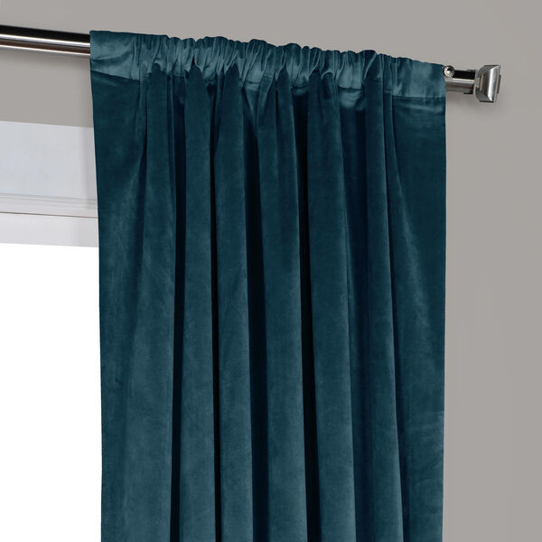 Deep Water Teal 108 x 50 In. Plush Velvet Curtain Single Panel, image 8