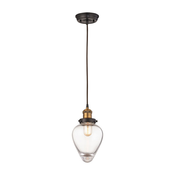 Bartram Oil Rubbed Bronze and Antique Brass 7-Inch One-Light Mini Pendant, image 1
