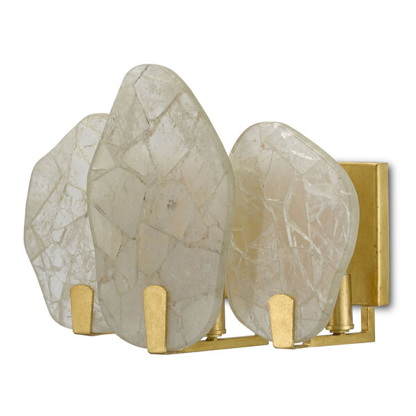 Nightfall Rock Crystal and Gold Three-Light Wall Sconce, image 4