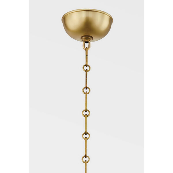 Painted No. 3 Aged Brass and Off White Two-Light Pendant, image 4