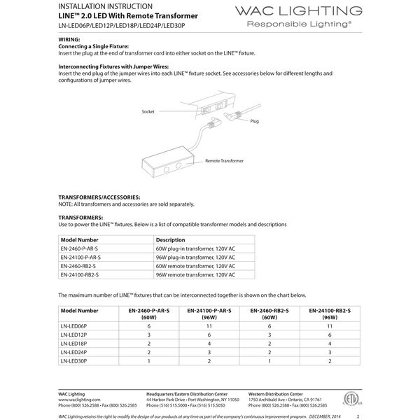 WAC Lighting Line Brushed Aluminum 18-Inch LED Undercabinet Light, 3000K LN- LED18P-30-AL Bellacor