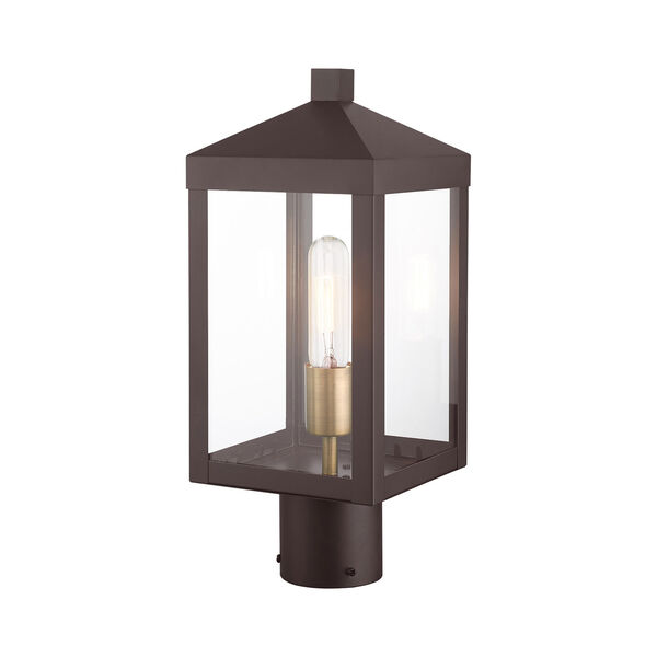 Nyack Bronze and Antique Brass Cluster One-Light Outdoor Post Light, image 5