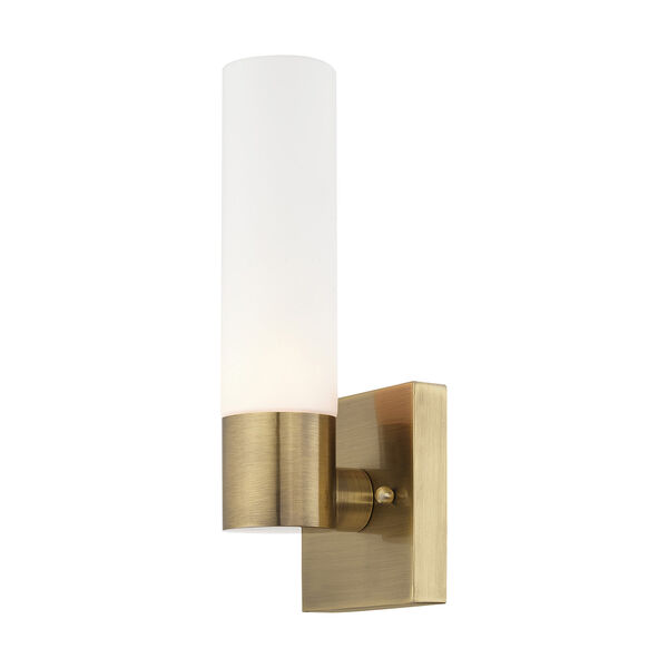 Aero Antique Brass 5-Inch One-Light ADA Wall Sconce with Hand Blown Satin Opal White Twist Lock Glass, image 4