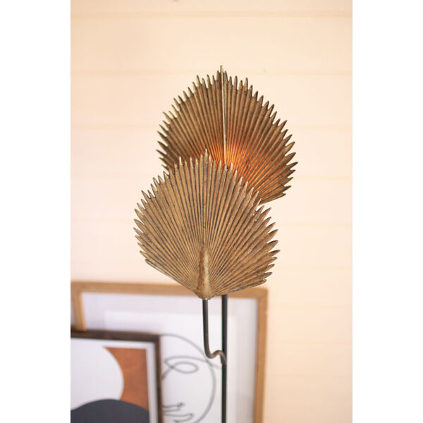 Gold One-Light Floor Lamp with Antique Leaves Detail, image 3
