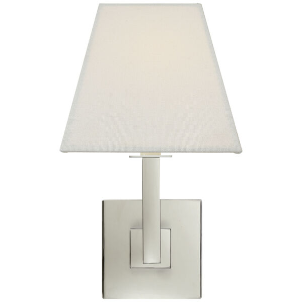 Architectural Wall Sconce in Polished Nickel with Square Linen Shade by Studio VC, image 1