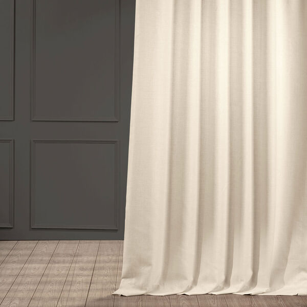 Italian Faux Linen Parchment Cream 50 in W x 108 in H Single Panel Curtain, image 6