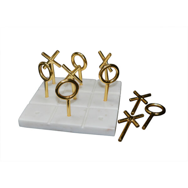 White and Gold Tic Tac Toe Game, image 1