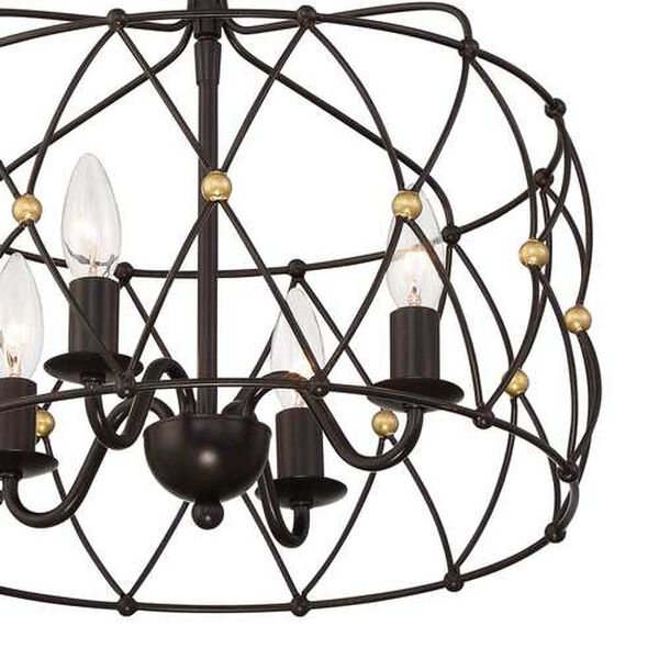 Zucca English Bronze and Antique Gold Four-Light Chandelier, image 4