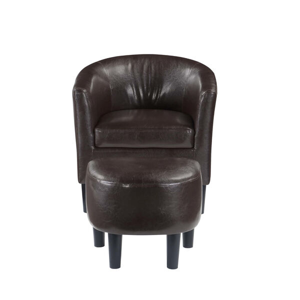 Take a Seat Espresso Faux Leather Churchill Accent Chair with Ottoman, image 4