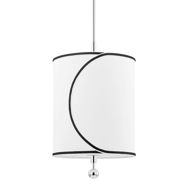 Zara Polished Nickel One-Light Pendant with Belgian Linen Shade, image 1