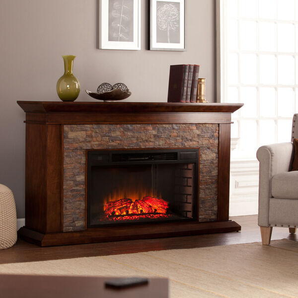 Canyon Whickey Maple Simulated Stone Electric Fireplace, image 3