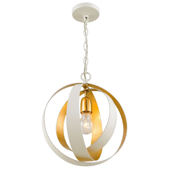 Luna Matte White and Antique Gold 12-Inch One-Light Chandelier, image 2
