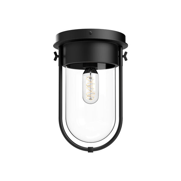 Cyrus Matte Black One-Light Flush Mount with Clear Glass, image 1