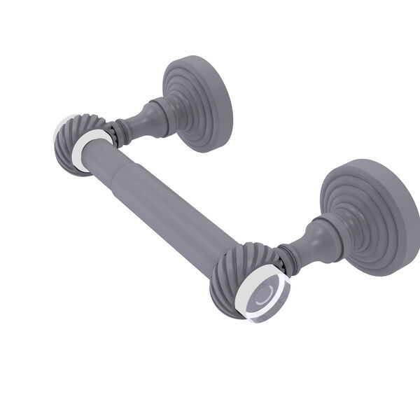Pacific Grove Matte Gray Two-Inch Two Post Toilet Paper Holder with Twisted Accents, image 1