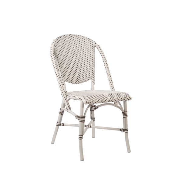 Sofie White and White with Cappuccino Dots Outdoor Dining Side Chair, image 1