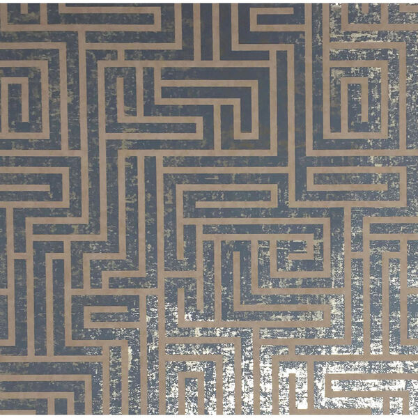 Mid Century Dark Blue Metallic Wallpaper, image 1