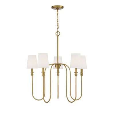 Five Light Chandelier With White Shades, Circa Lighting Vendome Small Chandelier