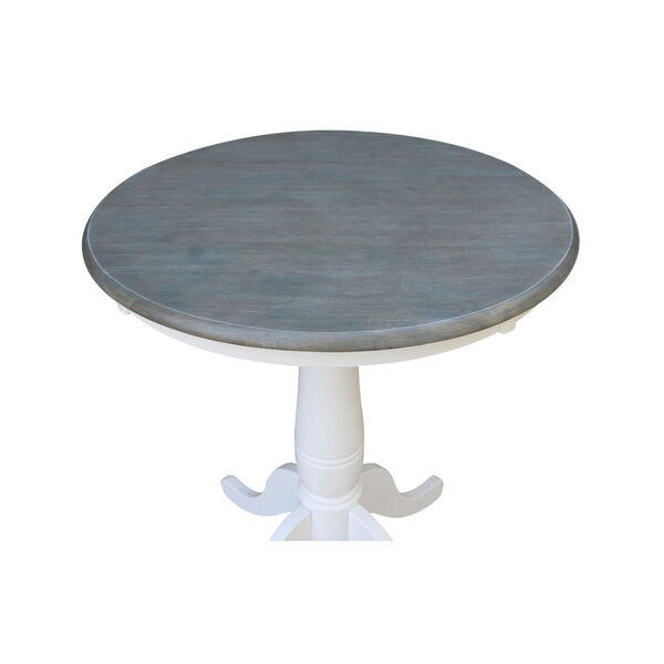 White and Heather Gray 30-Inch Width x 35-Inch Height Round Top Counter Height Pedestal Table, image 4