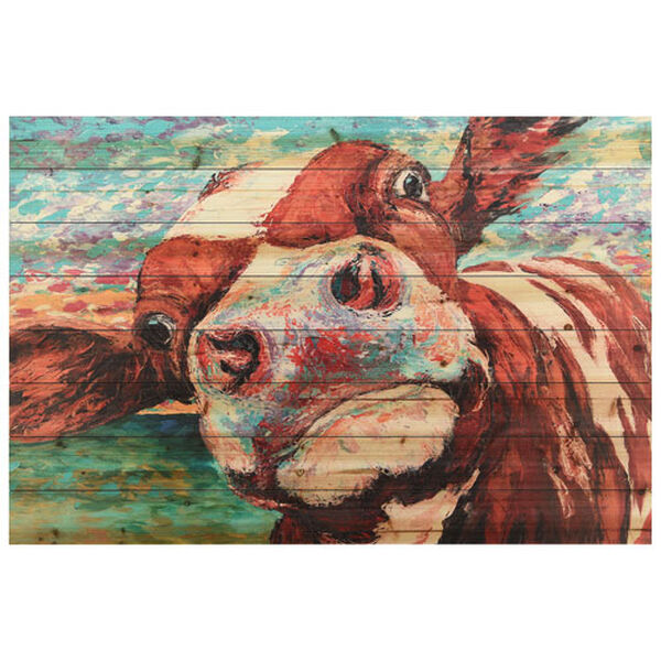 Curious Cow 3 Digital Print on Solid Wood Wall Art, image 2
