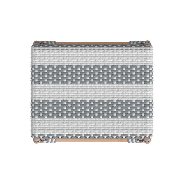 Robias Grey and White Stripe on Natural Rattan Counter Stool, image 6