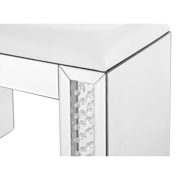 Modern Mirrored Crystal and Leather Vanity stool, image 6