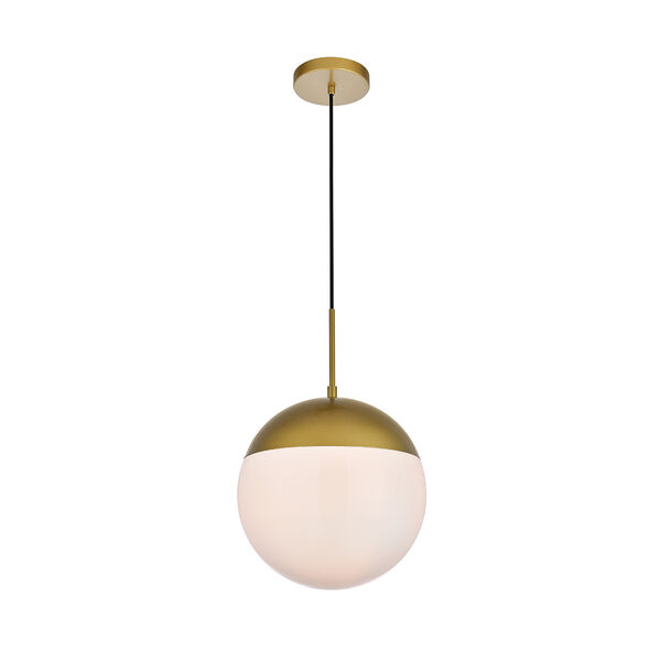Eclipse Brass and Frosted White 12-Inch One-Light Pendant, image 3