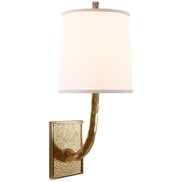 Lyric Branch Sconce in Soft Brass with Silk Shade by Barbara Barry, image 1