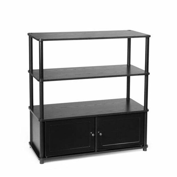 Designs2Go Highboy TV Stand with Storage Cabinets and Shelves for TVs up to 40 Inches in Black, image 1