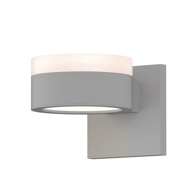 Inside-Out REALS Textured White Up Down LED Wall Sconce with Plate Lens and Cylinder Cap - White Cap with Frosted White Lens, image 1