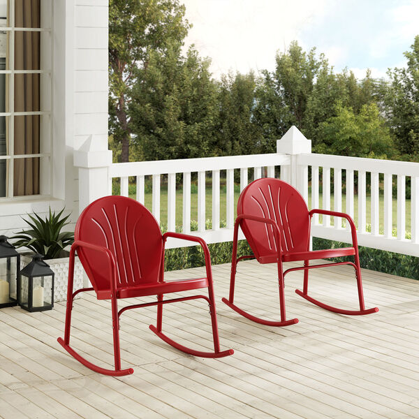 Griffith Bright Red Gloss Outdoor Rocking Chairs, Set of Two, image 2