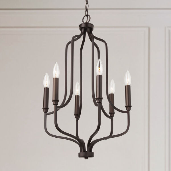 HomePlace Reeves Bronze Six-Light Chandelier, image 2