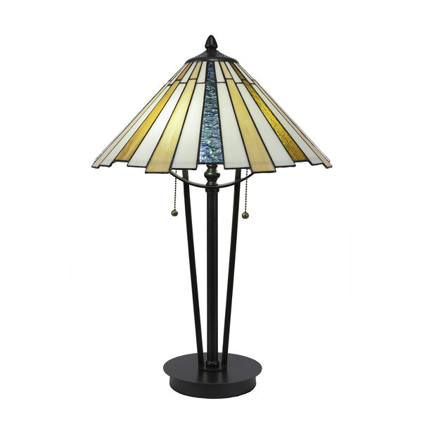 Any Dark Granite 16-Inch Two-Light Table Lamp with Sequoia Tiffany, image 1