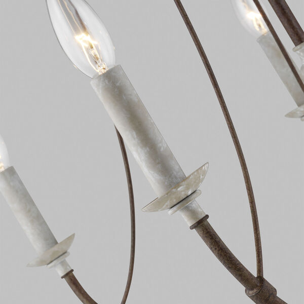 Nadia  Distressed White Wood Five-Light Chandelier, image 3