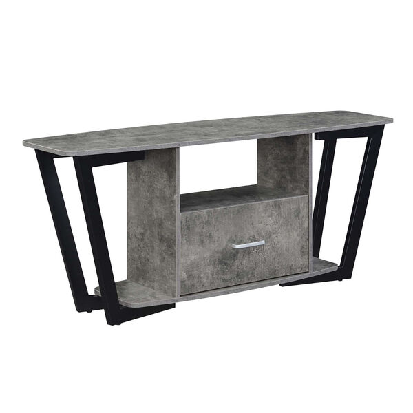 Graystone Cement and Black One Drawer TV Stand with Shelves, image 1