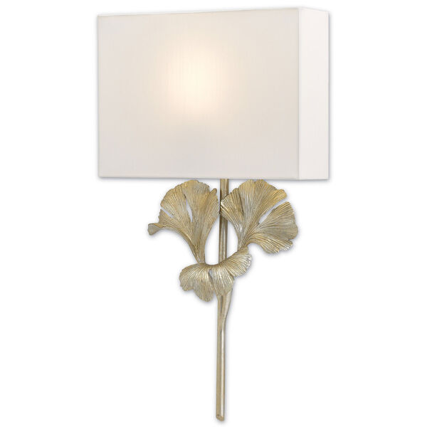 Gingko Distressed Silver Leaf One-Light Fluorescent Wall Sconce, image 1