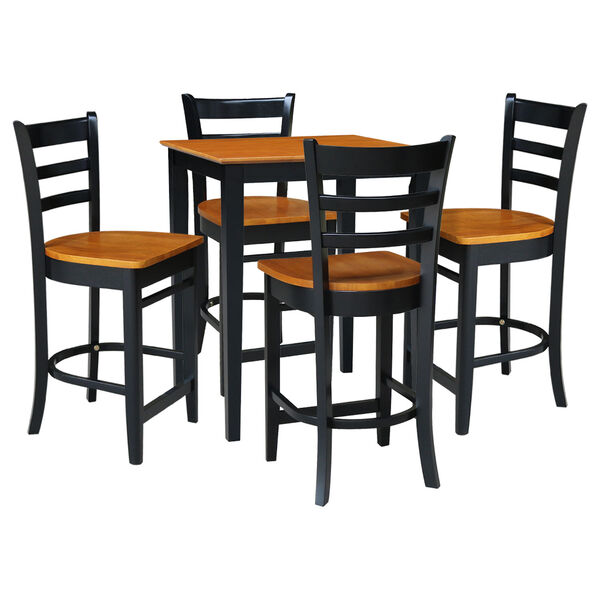 Black and Cherry 30-Inch Counter Height Table with Four Counter Stool, Five-Piece, image 2