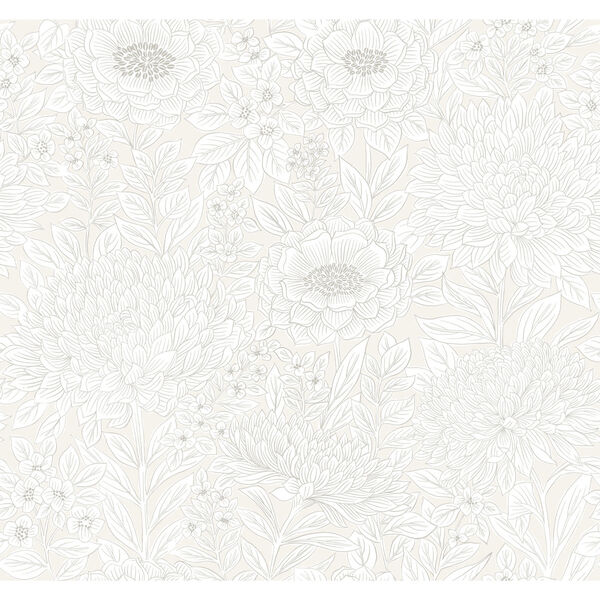 Cream and Glint 27 In. x 27 Ft. Wood Block Blooms Wallpaper, image 2