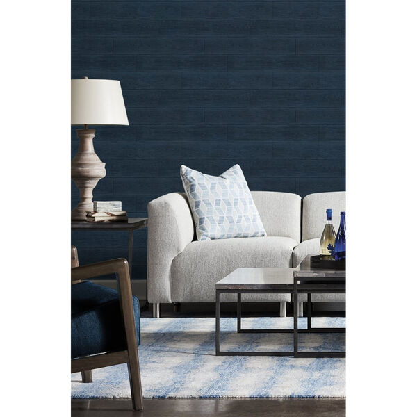 Lillian August Luxe Haven Navy Blue Rustic Shiplap Peel and Stick Wallpaper, image 1