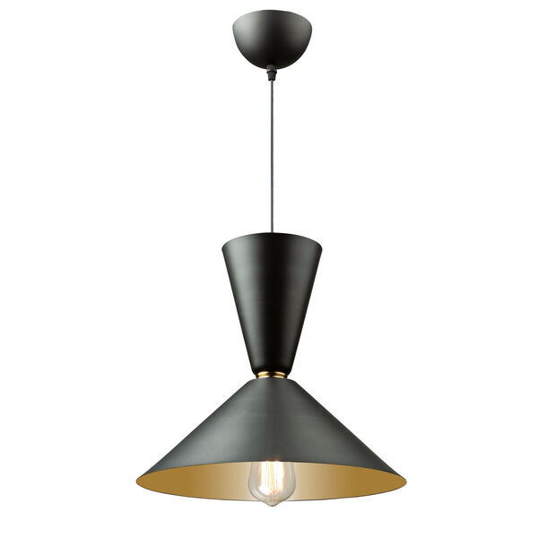 Tempo Matte Black and Brass One-Light Large Pendant, image 1