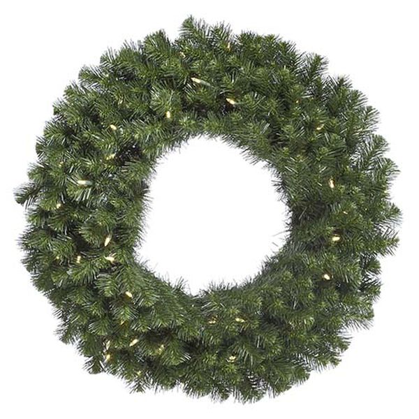 Green Douglas Fir 60-Inch Wreath with 200 Warm White LED Lights and 900 Tips, image 1