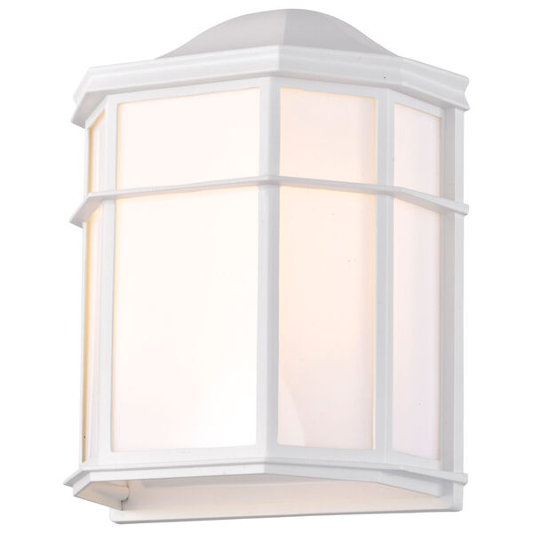 White LED Cage Lantern Outdoor Wall Mount with Linen Acrylic, image 4