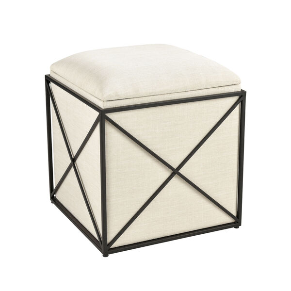 Axel Beige and Off White Ottoman, image 2