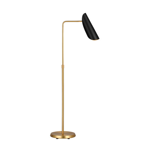 Tresa Burnished Brass LED Task Floor Lamp with Midnight Black Shade, image 1