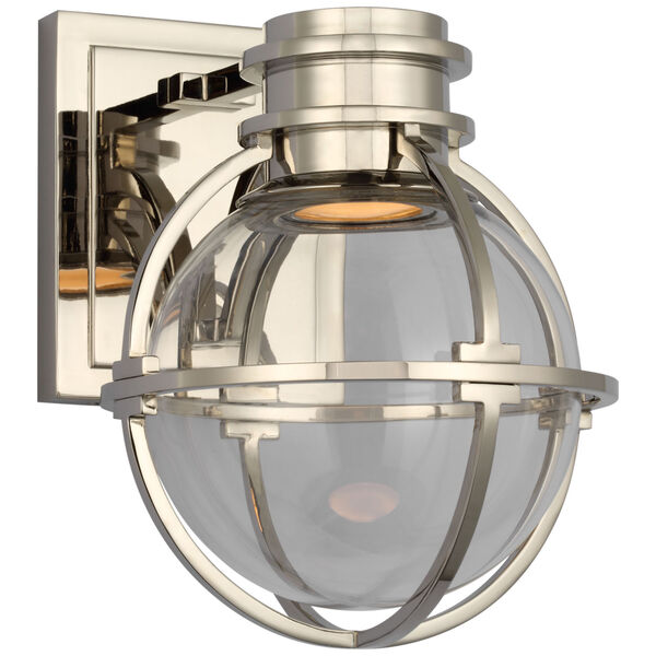 Gracie Single Sconce in Polished Nickel with Clear Glass by Chapman  and  Myers, image 1
